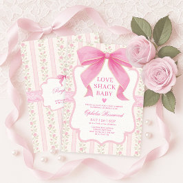 Invitación Bonito Rosa Bow Love Shower Baby Girl Shower