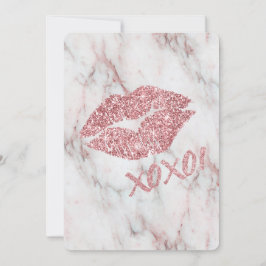 Invitación Bonito Rosa Faux Purpurina XOXO Kiss