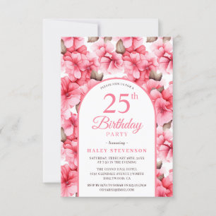 Invitación Bonito Rosa Jardín Arco Floral Moda 25 cumpleaños