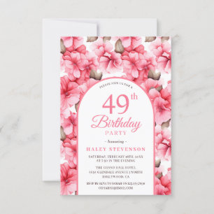 Invitación Bonito Rosa Jardín Arco Floral Moda 49 cumpleaños