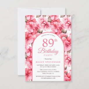 Invitación Bonito Rosa Jardín Arco Floral Moda 89 cumpleaños
