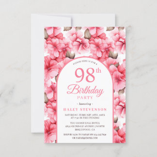Invitación Bonito Rosa Jardín Arco Floral Moda 98 cumpleaños