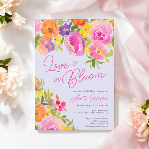 Invitación Bonito Rosa Negrita floral acuarela ducha de novia