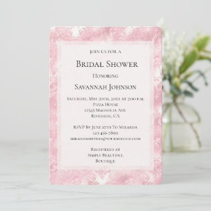 Invitación Bonito rosa perla elegante ducha de novia