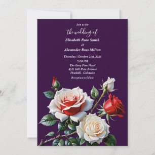 Invitación Bonito rosa rosa rojo rojo rosa boda floral oscuro