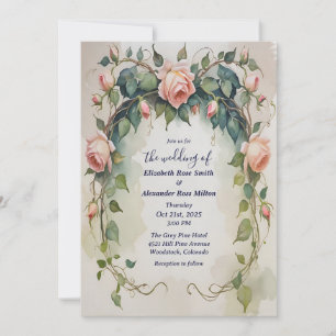 Invitación Bonito rosa rosa rosa rosas boda de marco floral