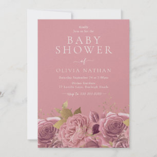 Invitación Bonito Rosa Roses Floral Baby Shower