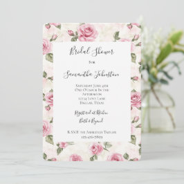 Invitación Bonito Rosa Roses Floral Brillante