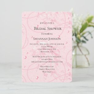 Invitación Bonito Rosa Rubor Pearls Elegant Bridal Shower