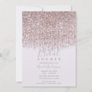 Invitación Bonito Rosa Sparkly Purpurina Rubor ducha de novia