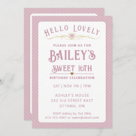 Invitación Bonito Rosa y Dulce Oro 16 cumpleaños