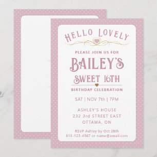 Invitación Bonito Rosa y Dulce Oro 16 cumpleaños