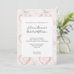Invitación Bonito Rosas Blancas Lace Hearts Boda