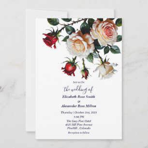 Invitación Bonito Rosas blancas rojas y rosas blancas rosadas