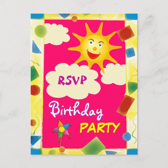 Invitación Bonito RSVP - postal del PARTIDO DE CUMPLEAÑOS (Anverso)