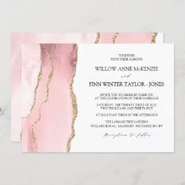 Invitación Bonito Rubor Agate moderno boda