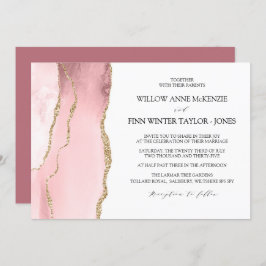 Invitación Bonito Rubor Agate moderno boda