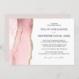 Invitación Bonito Rubor Agate moderno boda