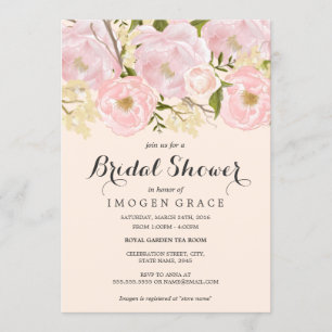 Invitación Bonito Rubor Floral Rosa Bridal Shower