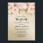 Invitación Bonito Rubor Gold Pink Floral 30 cumpleaños<br><div class="desc">Más invitaciones florales de bonito por los 30 años en la tienda Little Bayleigh! Hemos utilizado obras de arte de: www.createthecut.com</div>