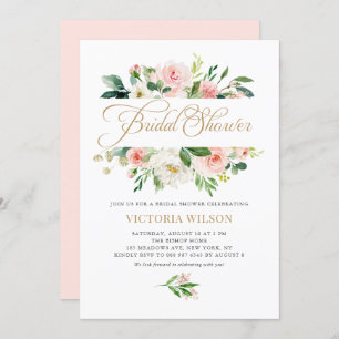 Invitación Bonito Rubor Peony Floral Frame Bridal Shower