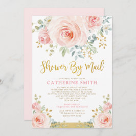 Invitación Bonito Rubor Pink Floral Chica Baby Shower Por Cor