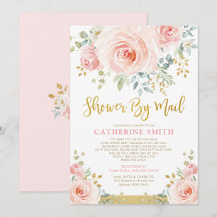 Invitación Bonito Rubor Pink Floral Chica Baby Shower Por Cor