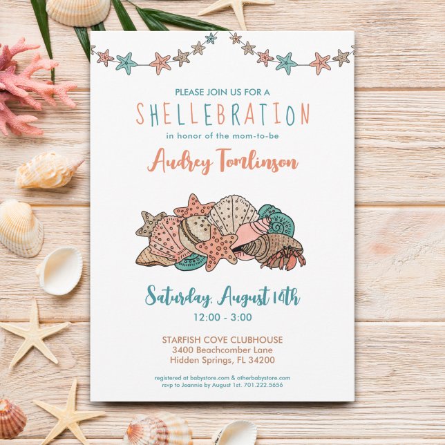 Invitación Bonito Seashells Beach Baby Shower (Subido por el creador)