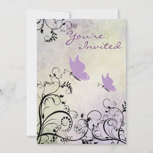 Invitación Bonito Silhouette Butterfly Baby Shower Invite (Anverso)