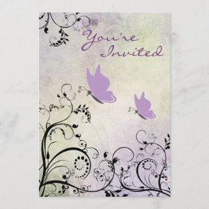 Invitación Bonito Silhouette Butterfly Baby Shower Invite