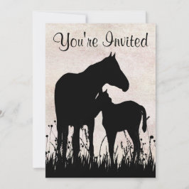 Invitación Bonito Silhouette Mare y Foe Horse Baby Shower