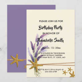 Invitación bonito Simple Starfish Birday