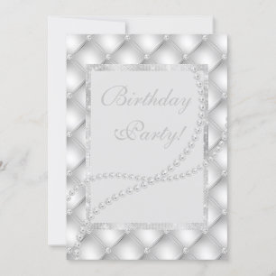 Invitación Bonito spot perlas elegante plata de cumpleaños