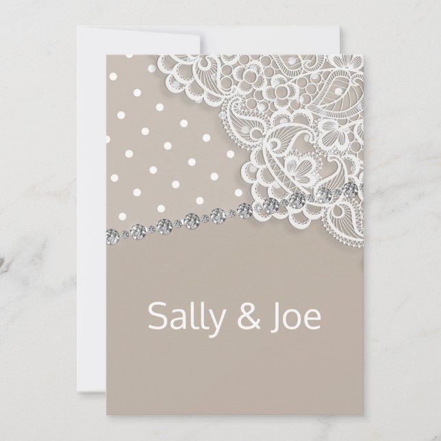 Invitación Bonito SPOT SEPIA Lace Diamond Boda Bronze (Anverso)