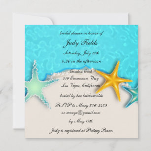 Invitación Bonito Starfish Summer Beach Bridal Shower Invite