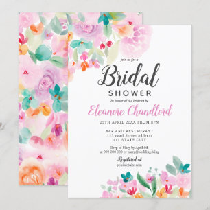Invitación Bonito suave color pastel floral ducha de novia