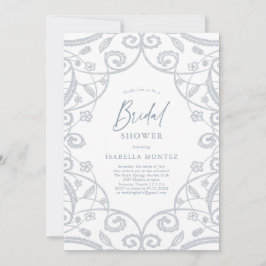Invitación Bonito Suave Dusty Blue Silver Floral Bridal Showe