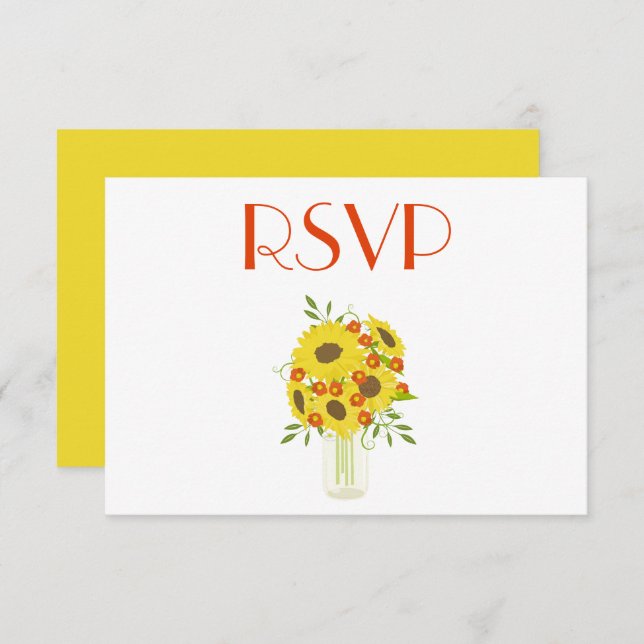 Invitación Bonito Sunflower RSVP (Anverso / Reverso)
