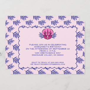 Invitación Bonito Triceratops Chica de dinosaurios rosados Cu
