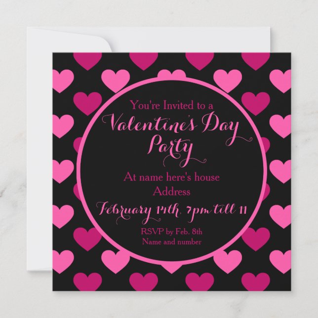 Invitación Bonito Valentines Fiesta (Anverso)