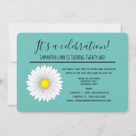 Invitación Bonito verde azulada Pequeña Daisy 21ª Fiesta de c
