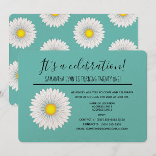 Invitación Bonito verde azulada Pequeña Daisy 21ª Fiesta de c