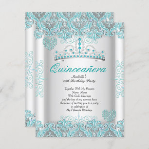 Invitación Bonito Verde azulado azul Quinceanera Fiesta Tiara