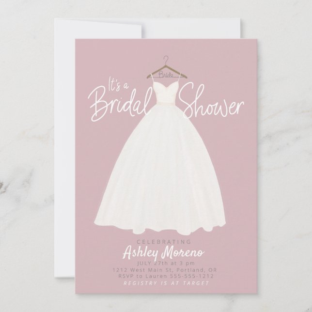 Invitación Bonito vestido Color de la ducha de novia (Anverso)