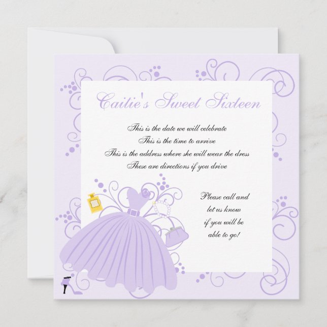 Invitación Bonito Vestido Hermoso (Anverso)