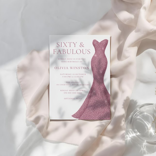 Invitación Bonito vestido Sesenta y fabuloso cumpleaños númer (Subido por el creador)