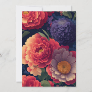 Invitación Bonito vintage Naranja rojo mamá púrpura peony flo