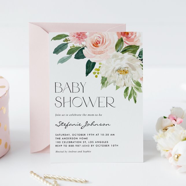 Invitación Bonito Watercolor Flowers Garden Baby Shower (Subido por el creador)