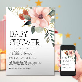 Invitación Bonito Watercolor Flowers Garden Baby Shower