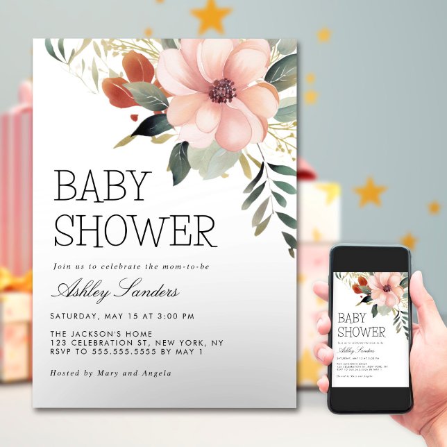 Invitación Bonito Watercolor Flowers Garden Baby Shower (Subido por el creador)